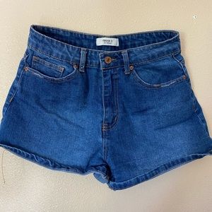 Forever 21- High Waisted Jean Shorts Dark Wash